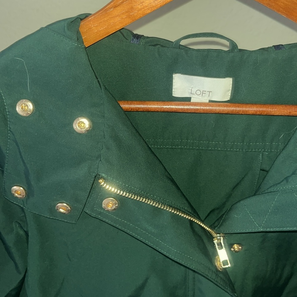 Forrest green Rain Coat with Gold Accents